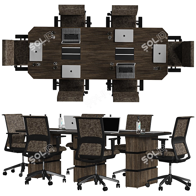 Modern Brown Conference Table 3D model image 4