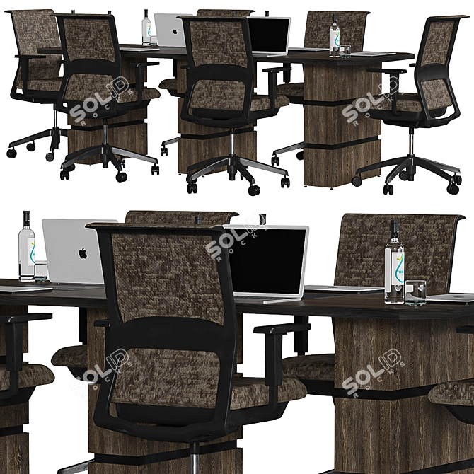 Modern Brown Conference Table 3D model image 5