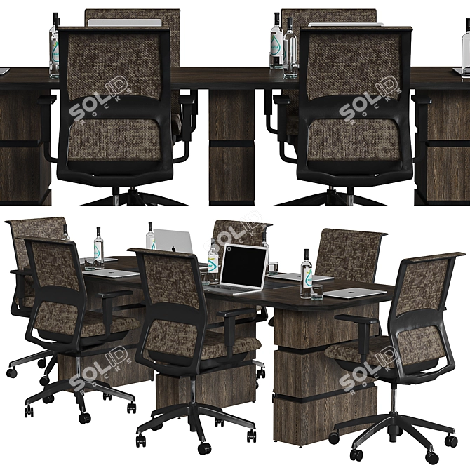 Modern Brown Conference Table 3D model image 6