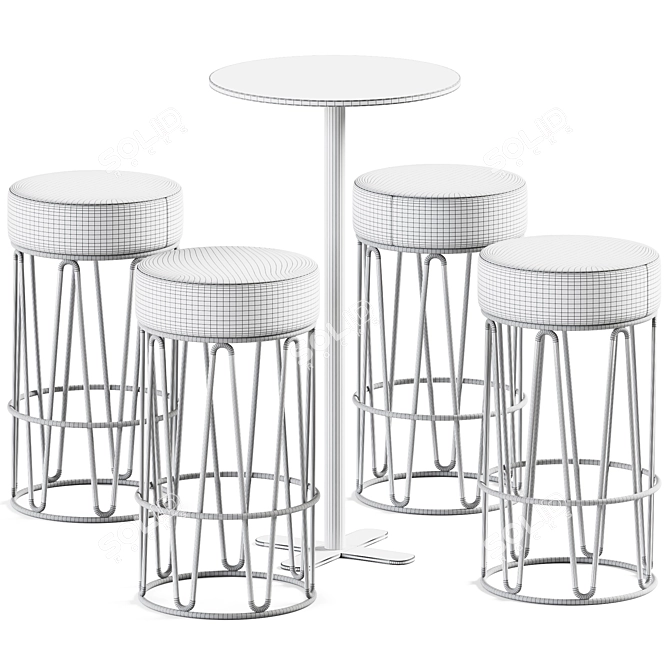  iSimar Antibes Table & Lagarto Outdoor Bar Stool Set 3D model image 2