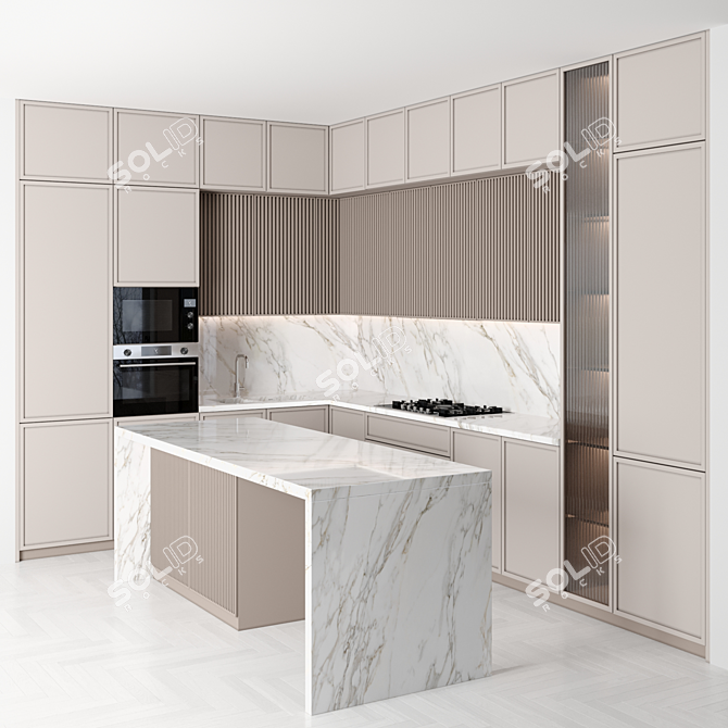 Modern Kitchen - Modular Design, High quality, Renders 3D model image 1