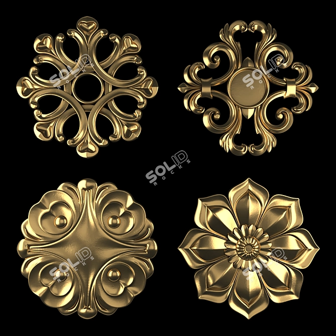 16 Rosettes: Gold-Gypsum Blend 3D model image 2