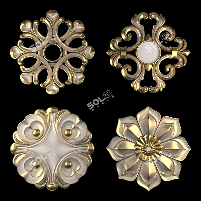 16 Rosettes: Gold-Gypsum Blend 3D model image 4