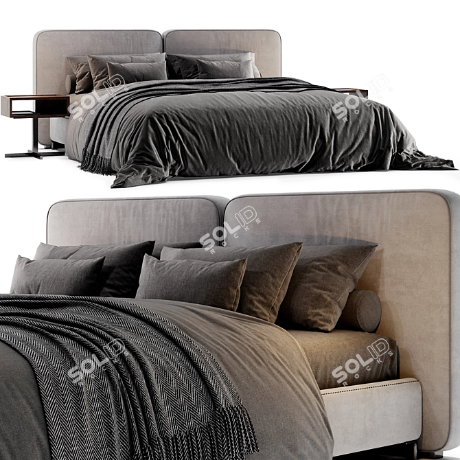 Elegant Minotti Tatlin Bed 3D model image 2