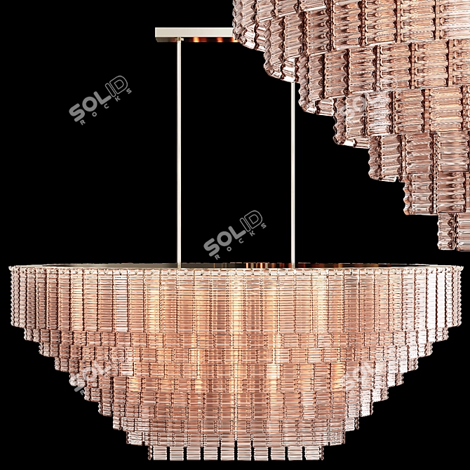 Sirene Oval Chandelier: Elegant Nickel & Clear Glass 3D model image 1