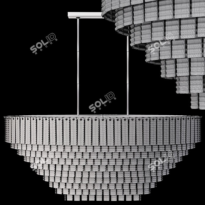 Sirene Oval Chandelier: Elegant Nickel & Clear Glass 3D model image 2