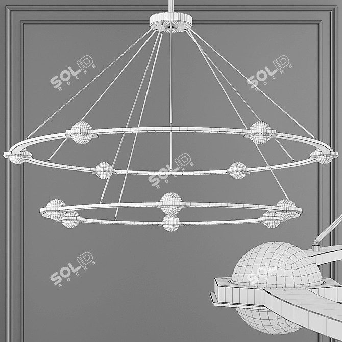 Eclatant Brass 2-Tier Chandelier 3D model image 2