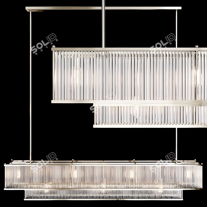 Marais Linear Chandelier: Elegant Nickel Fixture 3D model image 1