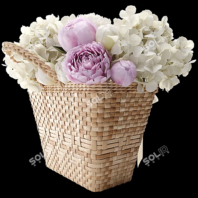Elegant Floral Basket 3D model image 2