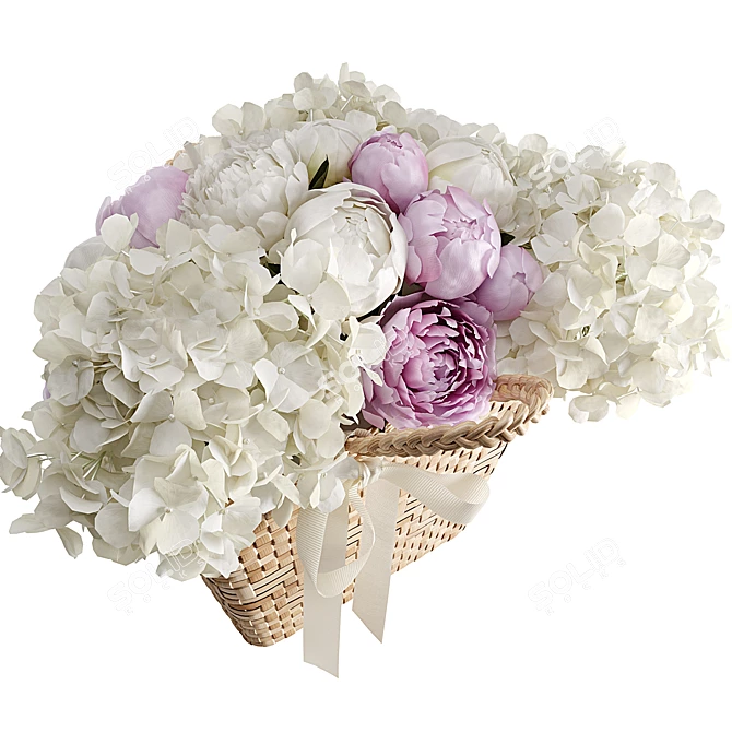 Elegant Floral Basket 3D model image 3