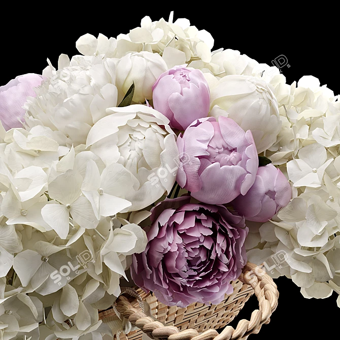 Elegant Floral Basket 3D model image 4