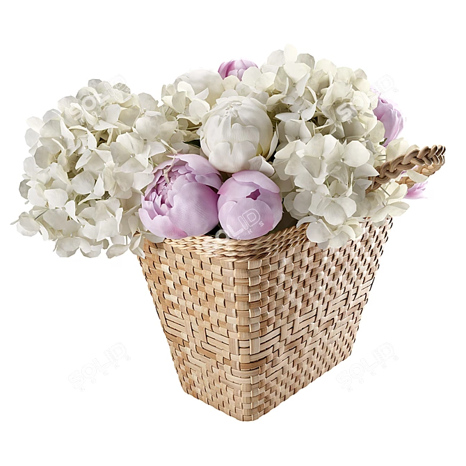 Elegant Floral Basket 3D model image 5