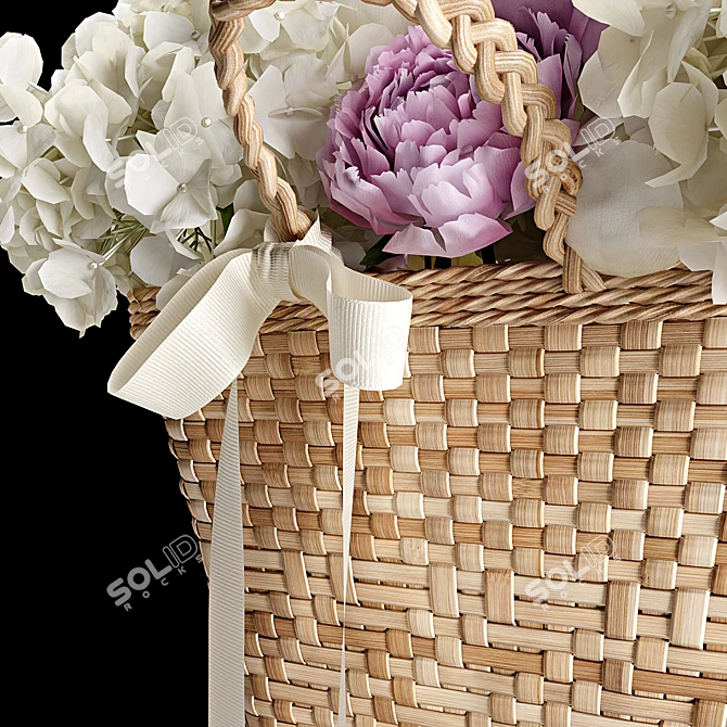 Elegant Floral Basket 3D model image 6