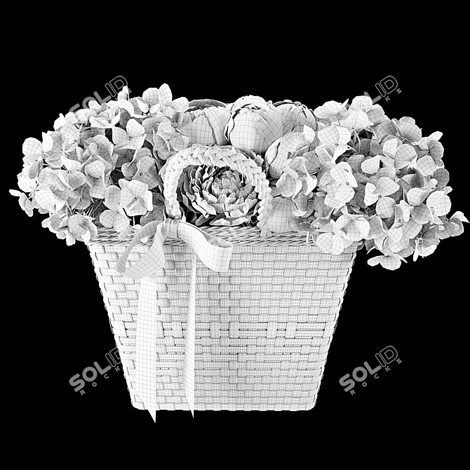 Elegant Floral Basket 3D model image 7