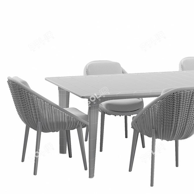 Modern Minimalist Minotti Lido Cord Dining Set 3D model image 4