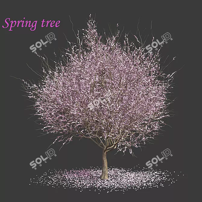 Elegant Spring Tree Sculpture 3D model image 1