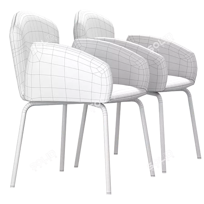 Elegant Porem Dining Chair 3D model image 3