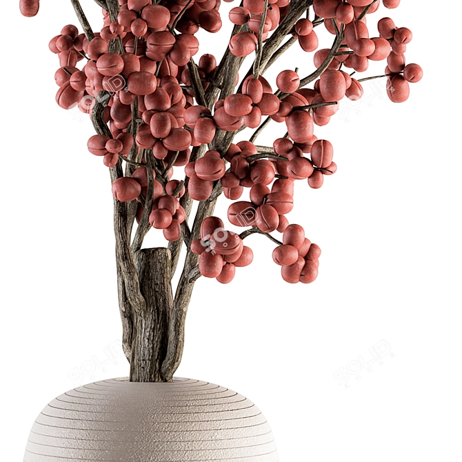 Berry Branch Bouquet - Concrete Vase 3D model image 2