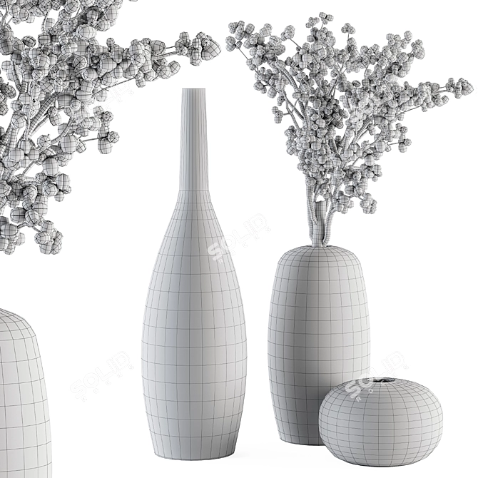 Berry Branch Bouquet - Concrete Vase 3D model image 4