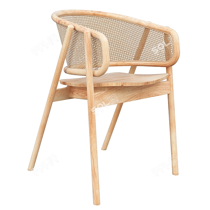 Cane Weave Armchair: Realistic 3D Model 3D model image 3