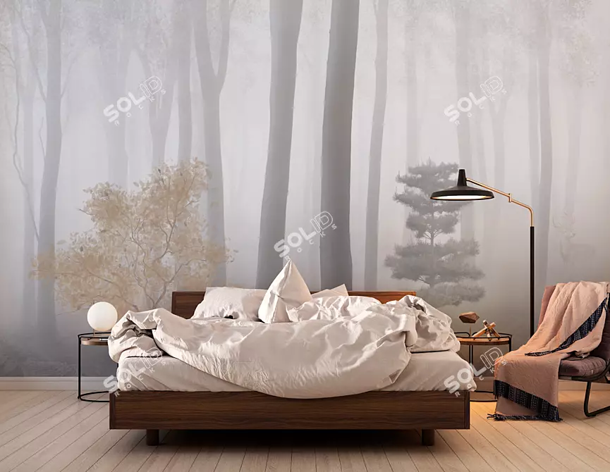 Forest Fresco Wallpaper - Custom Seamless Art 3D model image 3