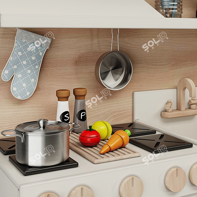 Milton & Goose Play Kitchen Set: Essential Toys for Little Chefs 3D model image 2