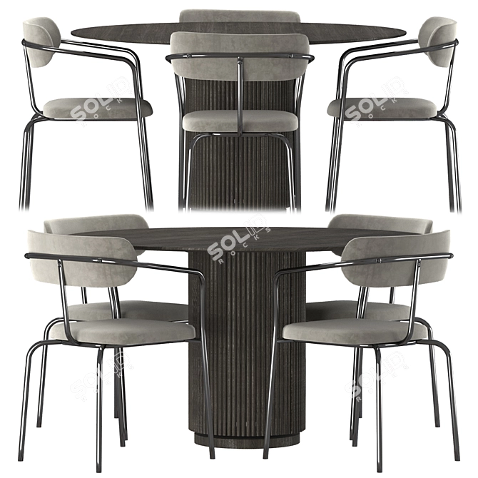 Nordic Round Dining Set 3D model image 1