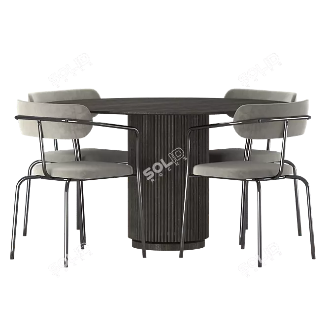 Nordic Round Dining Set 3D model image 3