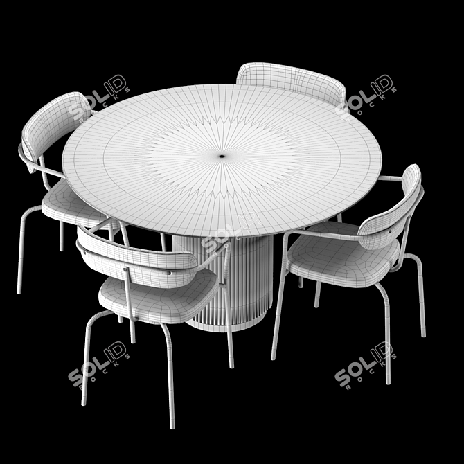 Nordic Round Dining Set 3D model image 4