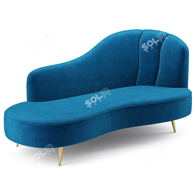 Elegant Peacock Velvet Chaise 3D model image 1