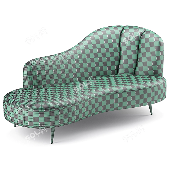 Elegant Peacock Velvet Chaise 3D model image 5