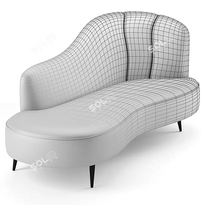 Elegant Peacock Velvet Chaise 3D model image 6