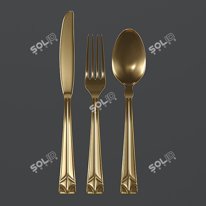 Golden Cutlery Set | 69.119 Polygons | 35.822 Vertices 3D model image 2