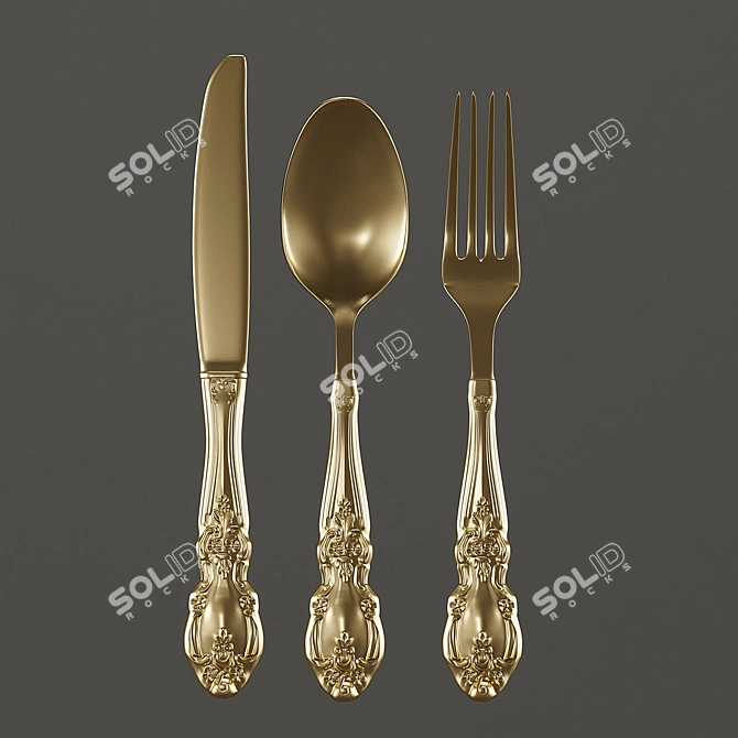 Golden Cutlery Set | 69.119 Polygons | 35.822 Vertices 3D model image 3