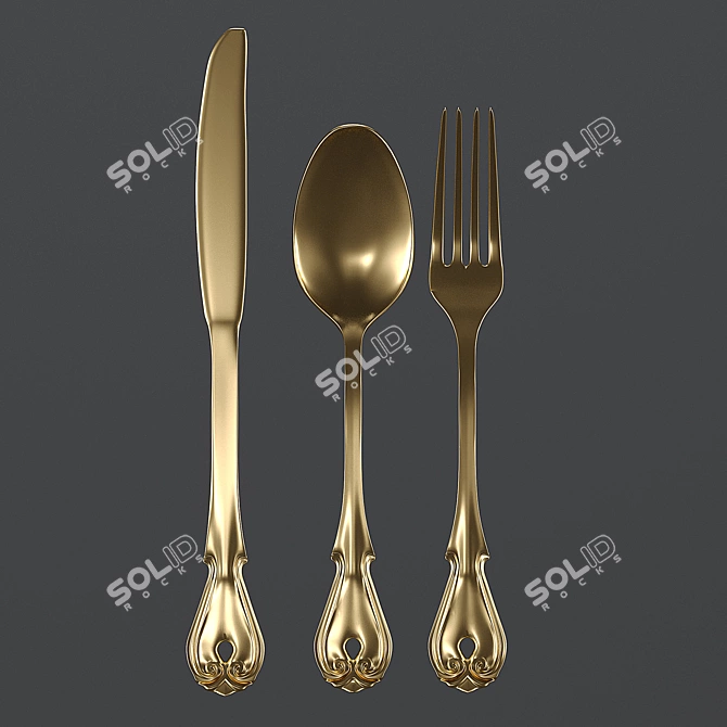 Golden Cutlery Set | 69.119 Polygons | 35.822 Vertices 3D model image 4