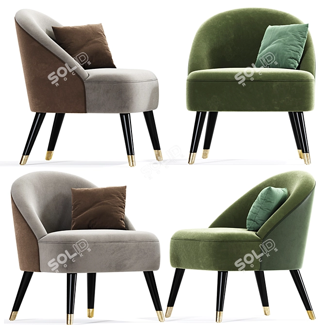 Modern Channel Accent Armchair 3D model image 2