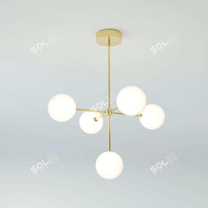 Golden Glow Pendant Light: Elegant Brass Composition, Soft Touch Matte Glass 3D model image 1