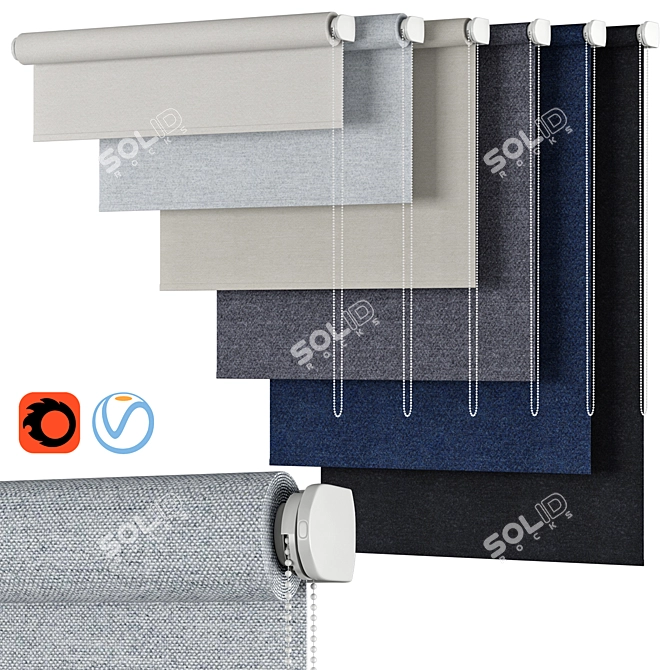 Sleek Vita Roller Blind 3D model image 1