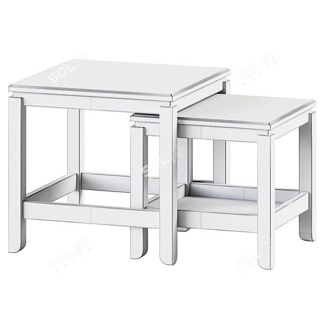 Stylish and Compact Coffee Table Set 3D model image 2