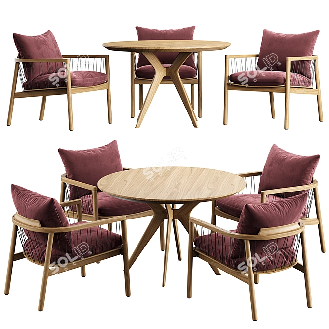 Modern Lounge Set: Kerry Chair & Clark Table 3D model image 1