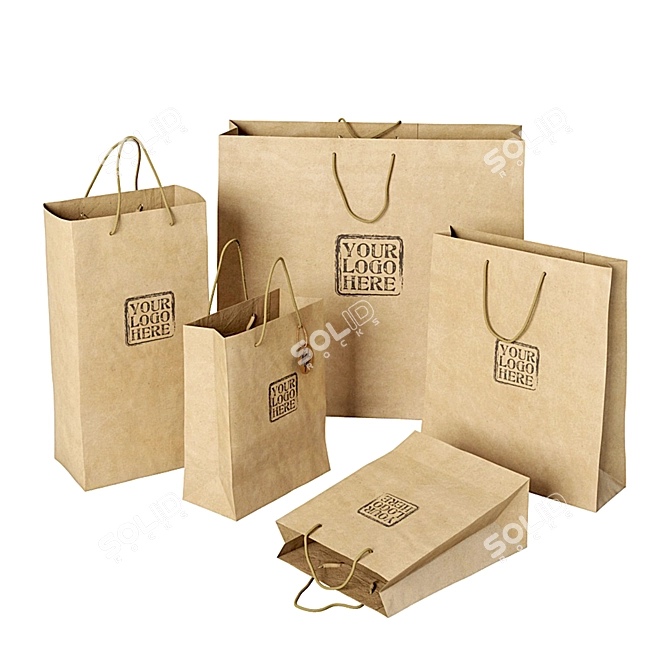 Multi-Sized Paper Bags Set 3D model image 1