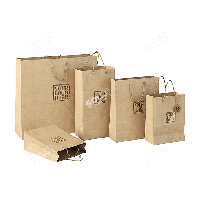 Multi-Sized Paper Bags Set 3D model image 2