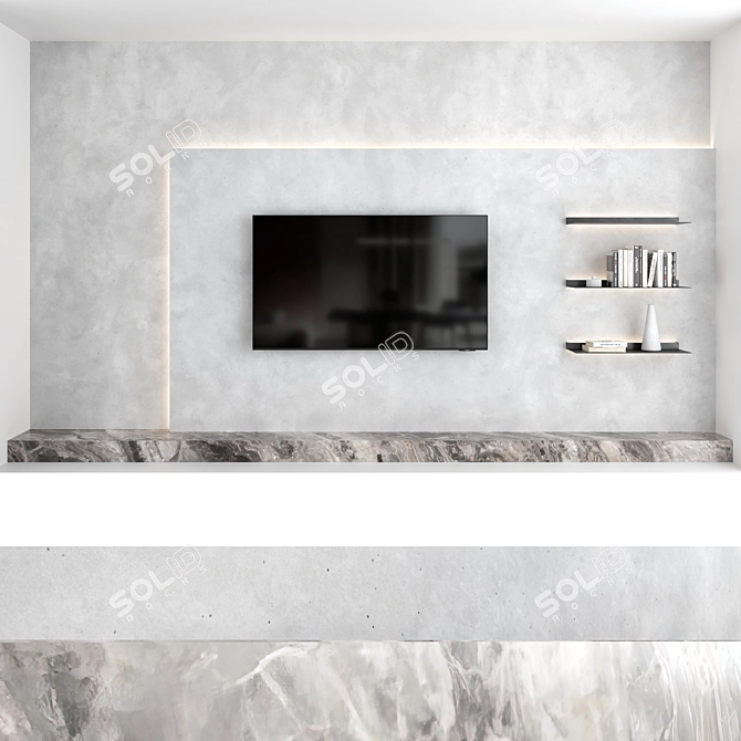 Modern TV Wall Set: 4 Configurations, Samsung 75" Crystal UHD 4K Smart TV 3D model image 2