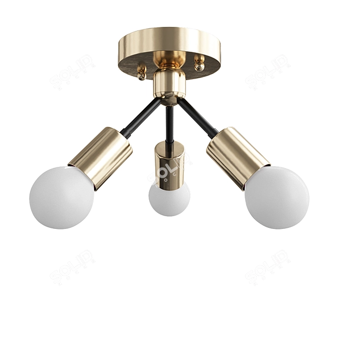 Sleek Gold Geometric Ceiling Lamp 3D model image 1