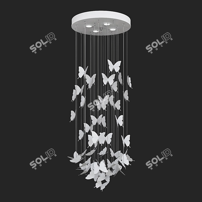 Ethereal Night Butterflies Chandelier 3D model image 1