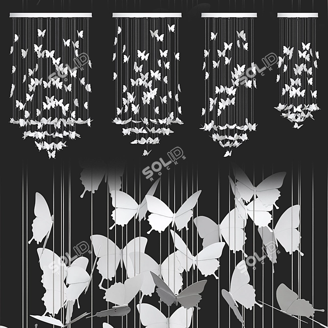 Ethereal Night Butterflies Chandelier 3D model image 2