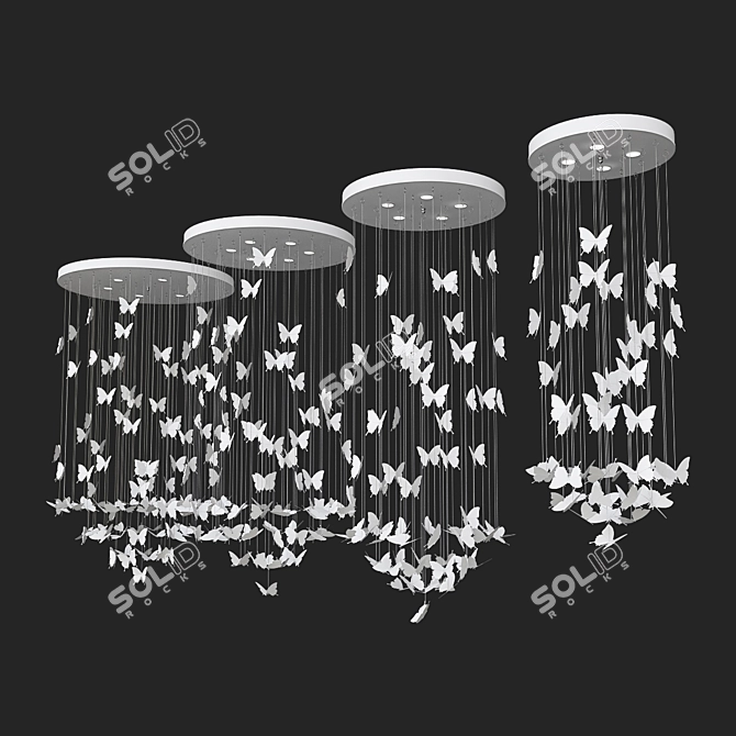 Ethereal Night Butterflies Chandelier 3D model image 3