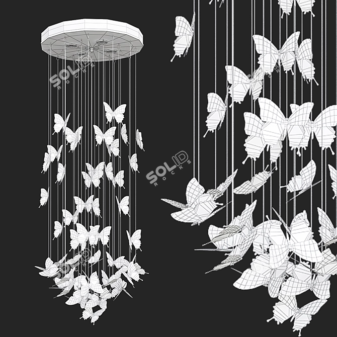 Ethereal Night Butterflies Chandelier 3D model image 4