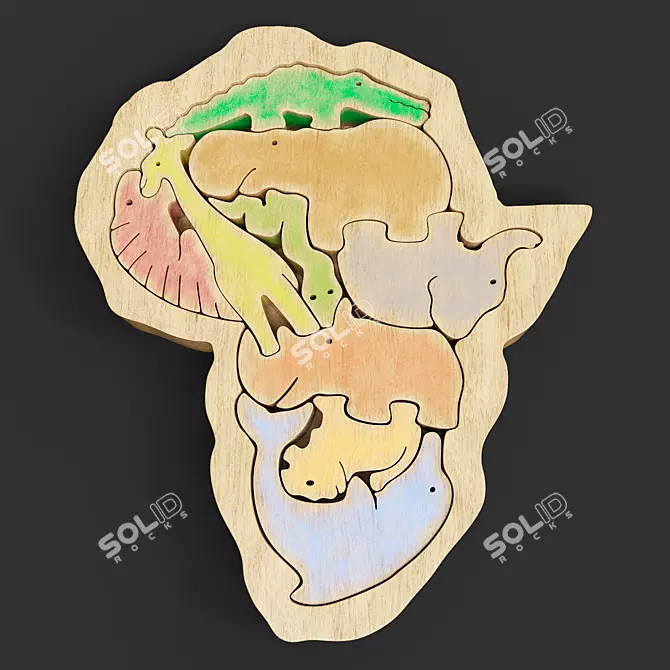 African Animal Puzzle Set 3D model image 2