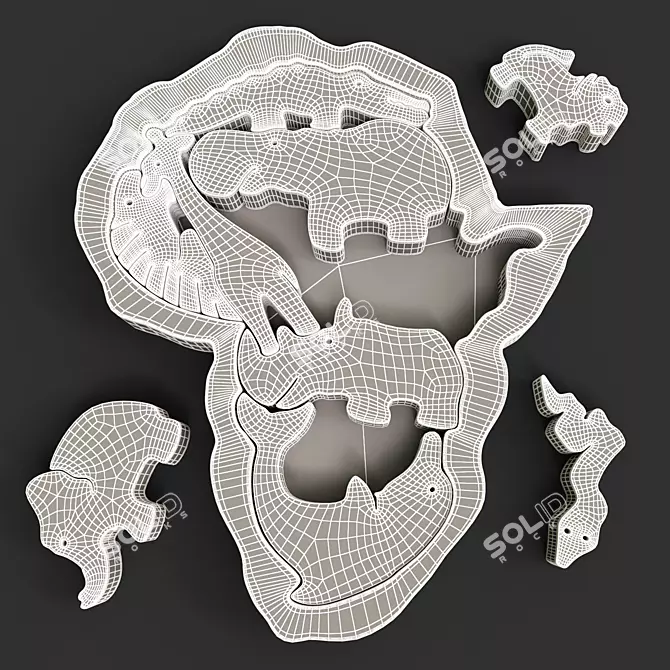 African Animal Puzzle Set 3D model image 3